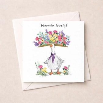 Open Card - Blooming Lovely Goose With Flowers Open Card - Blooming Lovely Goose With Flowers