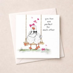 Anniversary Card - Two Geese On A Swing
