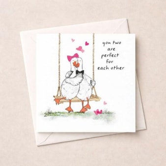 Anniversary Card - Two Geese On A Swing