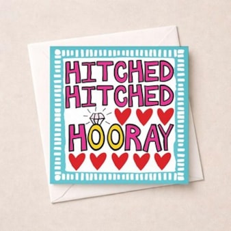 Wedding Card - Hitched Hitched Hooray Wedding Card - Hitched Hitched Hooray