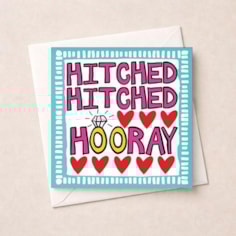 Wedding Card - Hitched Hitched Hooray