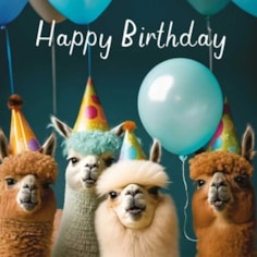 Birthday Card - Party Llamas