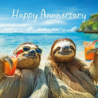 Anniversary Card - Sloths On A Beach Anniversary Card - Sloths On A Beach