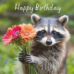 Birthday Card - Racoon Birthday Card - Racoon
