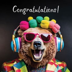 Congratulations Card - Funky Bear