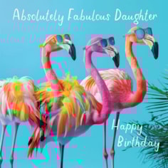 Daughter Birthday Card - Flamingos