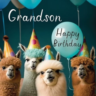 Grandson Birthday Card - Grandson Llama Party Grandson Birthday Card - Grandson Llama Party