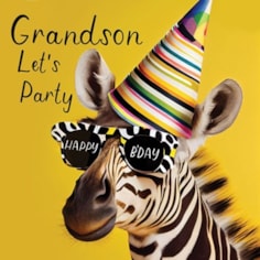 Grandson Birthday Card - Grandson Zebra Grandson Birthday Card - Grandson Zebra