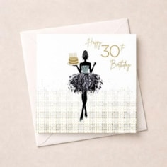 Age 30 Card - Lady With Cake Age 30 Card - Lady With Cake