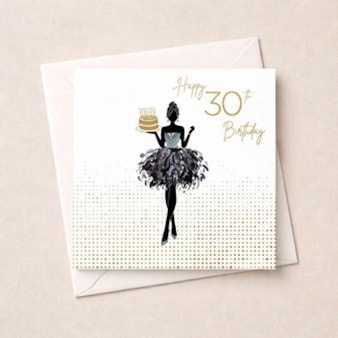 Age 30 Card - Lady With Cake Age 30 Card - Lady With Cake