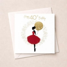 Age 40 Card - Lady With Balloon