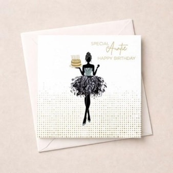 Auntie Birthday Card - Lady With Cake Auntie Birthday Card - Lady With Cake