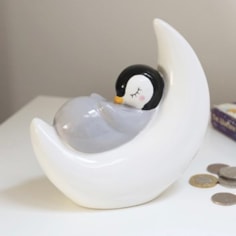 Sleeping Penguin Ceramic Money Box