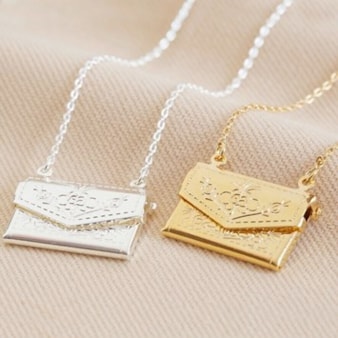 Envelope Necklace | In Silver or Gold Envelope Necklace | In Silver or Gold