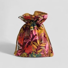 Pink Floral Cotton Velvet Bag