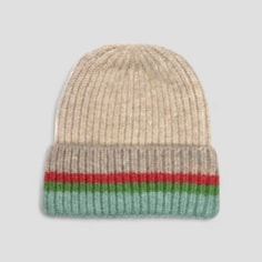 Beige, Red & Green Stripey Hat Beige, Red & Green Stripey Hat