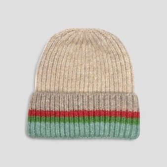 Beige, Red & Green Stripey Hat Beige, Red & Green Stripey Hat