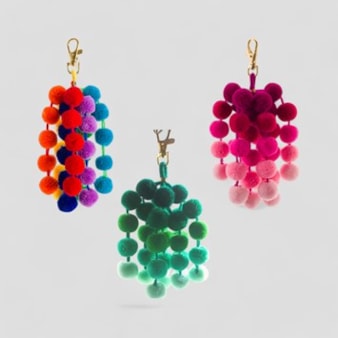 Pom Pom Ombre Bag Charms | Green, Pink or Rainbow Pom Pom Ombre Bag Charms | Green, Pink or Rainbow