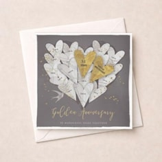 Golden Anniversary Card - Gold Hearts