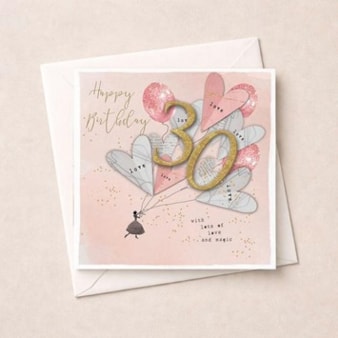 Age 30 Birthday Card - Heart Balloons Age 30 Birthday Card - Heart Balloons