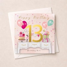Age 13 Birthday Card - Birthday Party Age 13 Birthday Card - Birthday Party