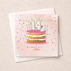 Age 14 Birthday Card - Birthday Cake