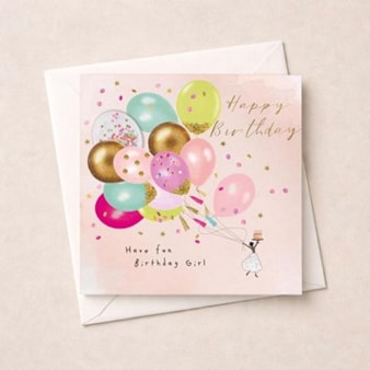 Birthday Card - Birthday Girls Balloons Birthday Card - Birthday Girls Balloons