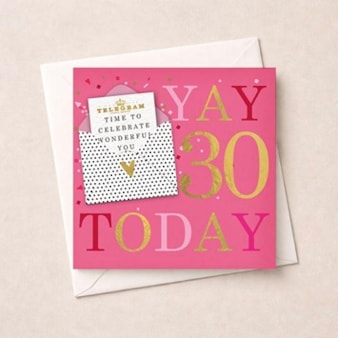 Age 30 Birthday Card - Yay 30 Today Age 30 Birthday Card - Yay 30 Today