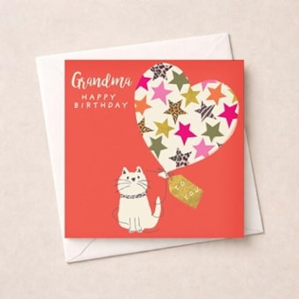 Grandma Birthday Card - Cat & Balloon Grandma Birthday Card - Cat & Balloon