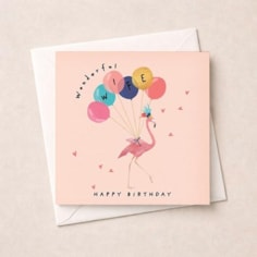 Wife Birthday Card - Flamingo