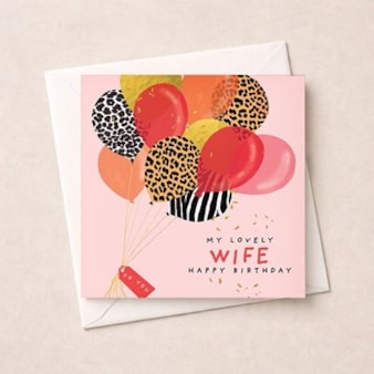 Wife Birthday Card - Bunch Of Balloons