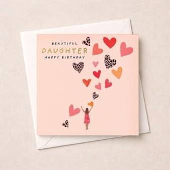 Daughter Birthday Card - Hearts