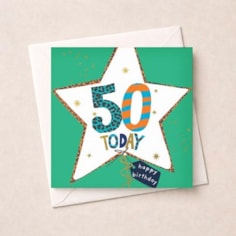 Age 50 Birthday Card - Star Balloon Age 50 Birthday Card - Star Balloon