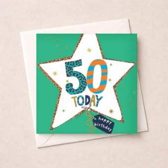 Age 50 Birthday Card - Star Balloon