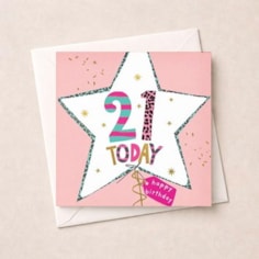Age 21 Birthday Card - Star Balloon Age 21 Birthday Card - Star Balloon