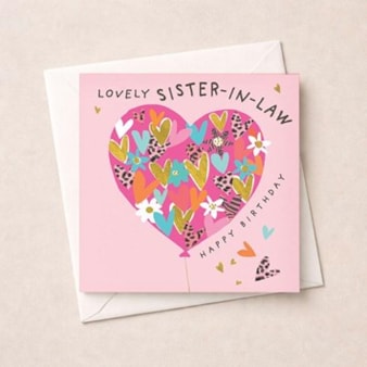 Sister-in-Law Birthday Card - Balloon Of Hearts