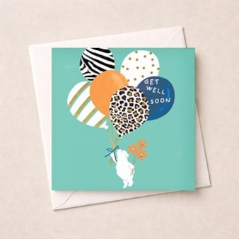 Get Well Soon Card - Bear With Balloons Get Well Soon Card - Bear With Balloons
