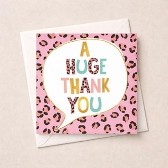Thank You Card - Pink Leopard Print