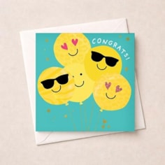 Congratulations Card - Smiley Face Balloons