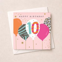 Age 10 Birthday Card - Birthday Balloons