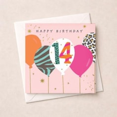 Age 14 Birthday Card - Birthday Balloons Age 14 Birthday Card - Birthday Balloons