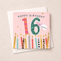 Age 16 Birthday Card - 16 Today Candles
