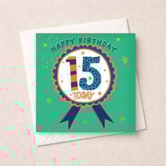 Age 15 Birthday Card - Birthday Rosette Age 15 Birthday Card - Birthday Rosette