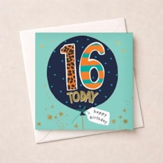Age 16 Birthday Card - 16 Today Balloon Age 16 Birthday Card - 16 Today Balloon