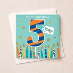 Age 5 Birthday Card - Blue Candles Age 5 Birthday Card - Blue Candles