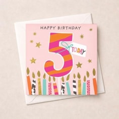 Age 5 Birthday Card - Pink Candles