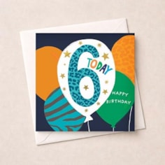 Age 6 Birthday Card - Blue 6 Today Balloons