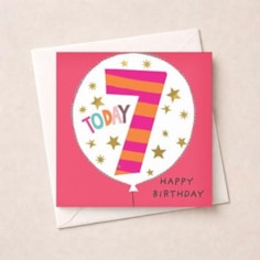 Age 7 Birthday Card - Pink 7 Today Balloon