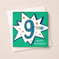 Age 9 Birthday Card - 9 Today