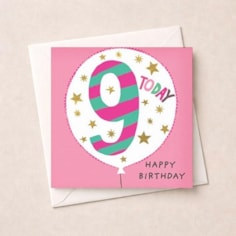 Age 9 Birthday Card - Pink Balloon Age 9 Birthday Card - Pink Balloon